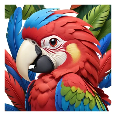 Cinematic Realistic Cute Yawning Macaw Portrait Emoji, Head tilted slightly with a dramatic, wide-open yawn, showcasing a soft, downy arrangement of vivid scarlet and blue feathers with gently drooping features and half-closed, drowsy eyes, rendered with lifelike feather detail and natural lighting, high shine, relaxed yet expressive, styled with a dash of tropical whimsy, soft glowing outline, capturing the essence of a sleepy yet affectionate macaw that appears ready to rest its wings in a quiet, enchanted moment! sticker
