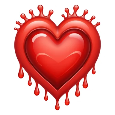 heart icon with visible swirling blood liquid inside, shiny and vibrant sticker