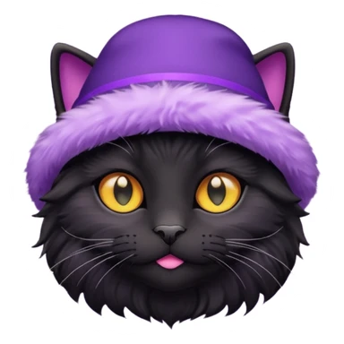 black cat with purple hat sticker