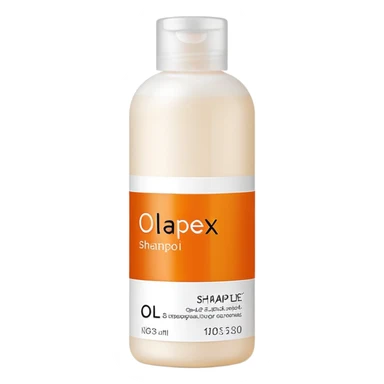 Olaplex shampoo bottle with orange label sticker