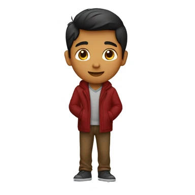 A indian brown boy wearing dark red coat pant and putted his one led on another and sitted on a sofa and foldind his arms and looking sidewards sticker