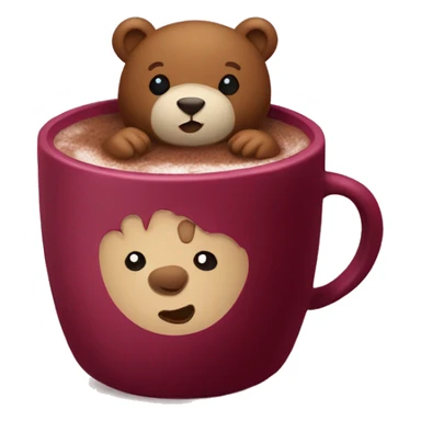 Baby bear inside of a cup of hot cocoa. Burgundy colored cup.  sticker