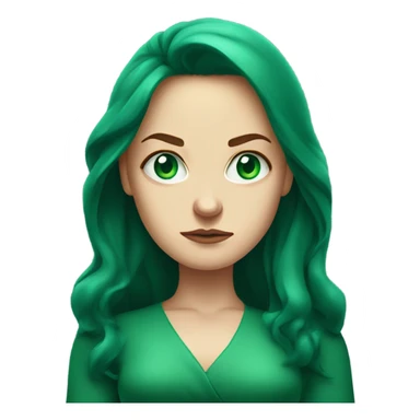 Rich woman, red long hair,  pale-skin, emerald blue-green-eyes,  scowling, very small nose, glaring, angry, arms folded sticker