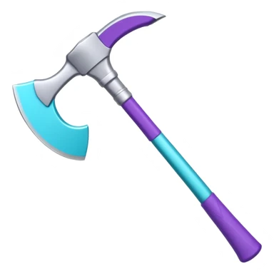 Axe with purple handle with silver blade with cyan edge sticker