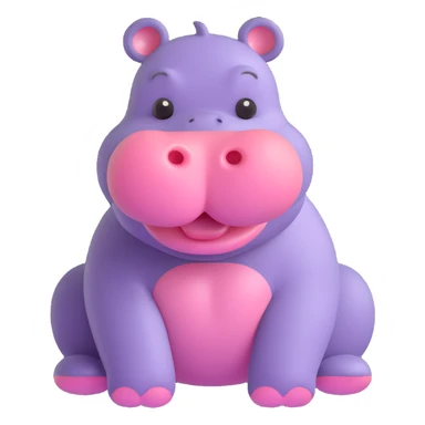 baby hippopotamus, 3D emoji style, soft shading, lively and expressive, suitable for app icon sticker