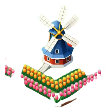 Isometric Dutch tulip field with windmill sticker