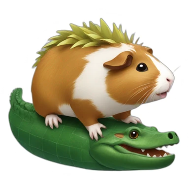 Guinea pig riding on top of a crocodile sticker