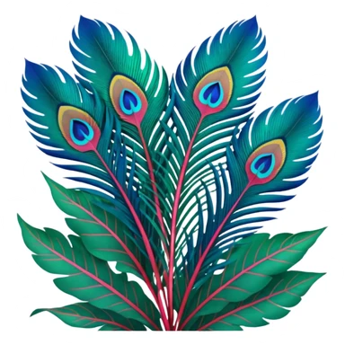 Futuristic, bold, colorful, highly detailed, isolated 3D render, lush full soft appearance, very colorful highly futuristic unrealistic Peacock Begonia feathers, that have a 3D appearance, 4k hd quailty  sticker