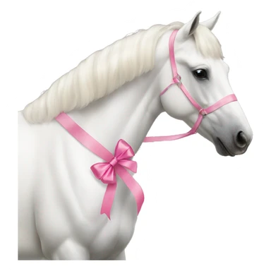 White horse with pink ribbon sticker