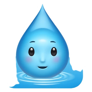 A single water droplet emoji, iPhone emoji style, glossy and smooth, cartoonish, vibrant sky blue color, no face, high detail, simple and cute design, isolated on white background, centered composition


 sticker