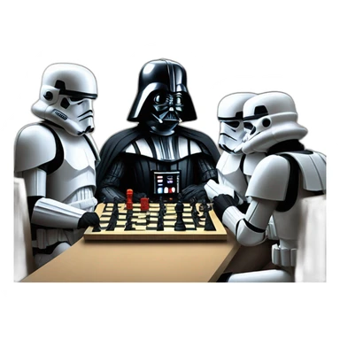 Darth vader playing chess with stormtroopers sticker