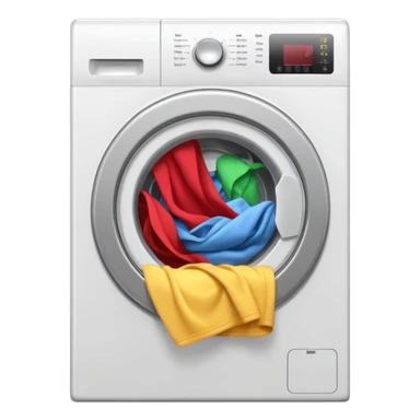 
washing machine mid-cycle with clothes tumbling inside sticker