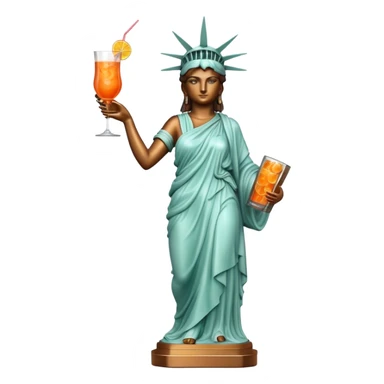 FULL BODY OF STATUE OF LIBERTY WITH AN APEROL SPRITZ COCKTAIL sticker