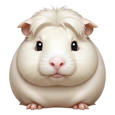 Cinematic Noble White Guinea Pig Portrait Emoji, Poised and regal, with a compact, chubby build and a pristine, well-groomed pure white fur, deep-set soulful dark eyes, Simplified yet sharp and sophisticated features, highly detailed, glowing with a soft, dignified glow, high shine, intelligent and sweet, stylized with an air of gentle purity, focused and attentive, soft glowing outline, capturing the essence of a watchful and confident little companion, so majestic it feels as though it could scurry out of the screen with effortless authority! sticker