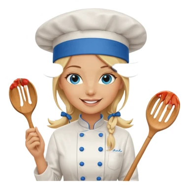 Sexy Long Blonde hair blue eyed female chef sticker