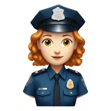 face of ginger girl police officer teen cute blue uniform  policia badge sticker