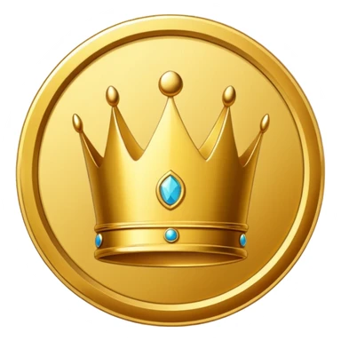 golden coin with crown symbol inside sticker