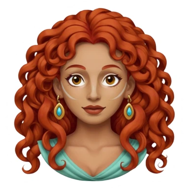 red haired very long curly haired woman with full face clay mask  and big earrings  sticker