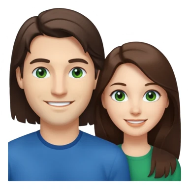 “A Polaroid-style photo of a couple with a heart of a white woman with long brunette hair and blue eyes, and a white man with short brunette hair and green eyes.” sticker