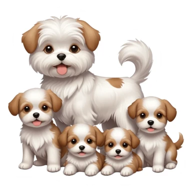  Maltese dog with 5 brown puppies sticker