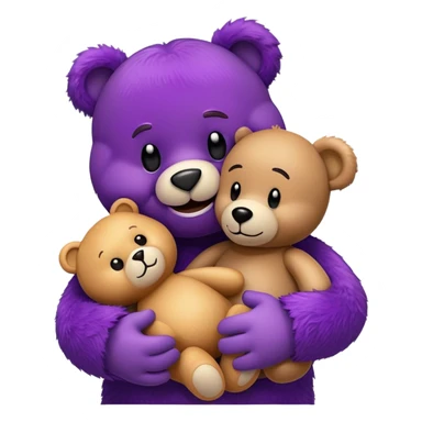 Grimace from McDonald's hugging a teddy bear sticker