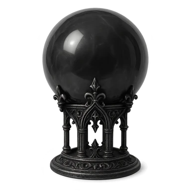 gothic crystal ball, black and silver, mystical and ornate, no background sticker