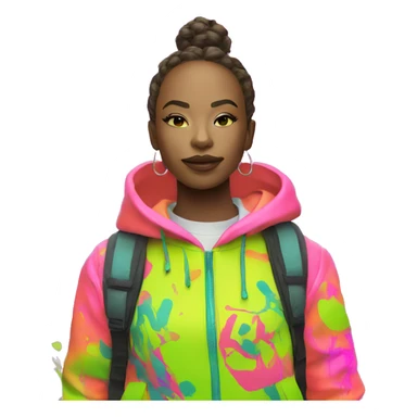 Person wearing neon graffiti clothes sticker