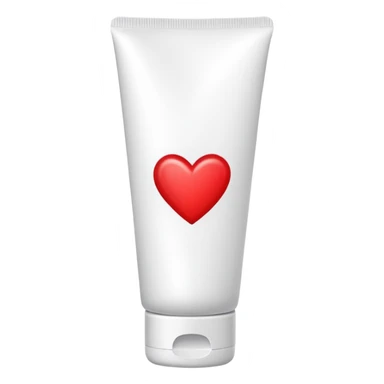 A white cream lotion tube with a red heart label on it sticker