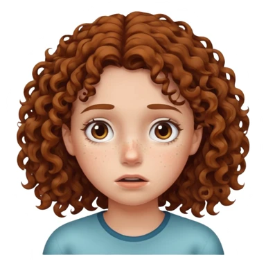 extreme worried face, curly hair girl,  sticker