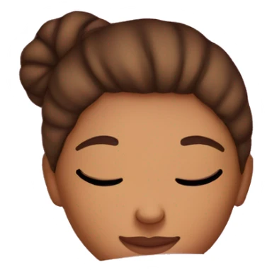 tan girl with brown hair in a bun sleeping with pink blanket sticker