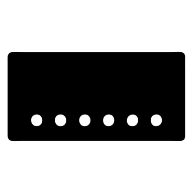 minimal solid white icon of a bold rectangle with seven evenly spaced dots in a horizontal row, very geometric, Netflix UI style, black background sticker