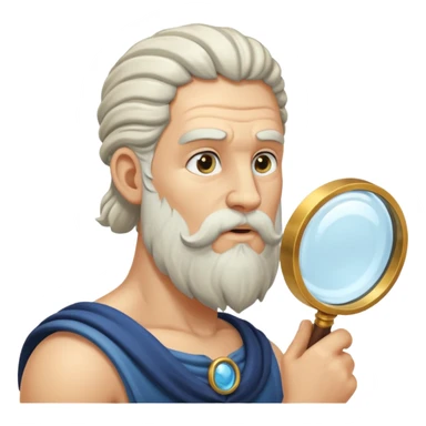 Zeus de perfil mirando con una lupa de sticker