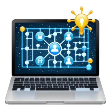 laptop screen showing a plan diagram with sparkles sticker