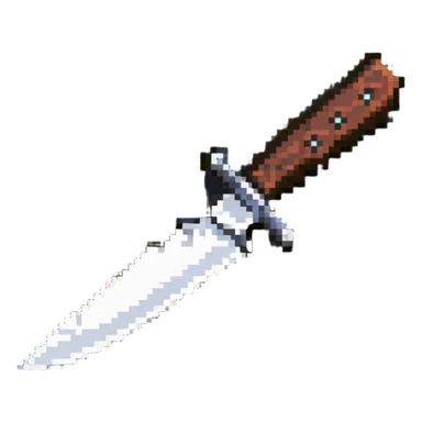 TikTok-inspired knife with blade reversed, pixel art style sticker