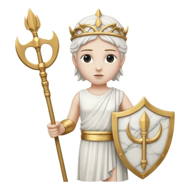 a greek white marble statue holding a marble trident.  sticker