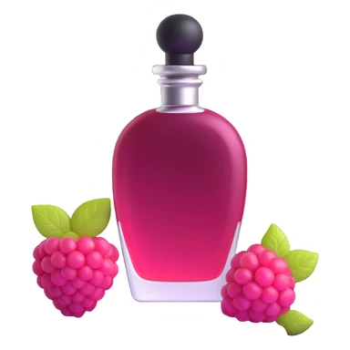 AVON women's perfume bottle next to raspberry bottle sticker