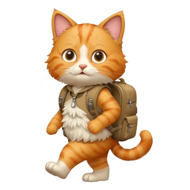 a cat walking with a backpack
 sticker
