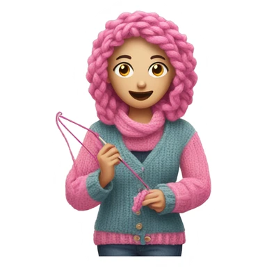 knitting with pinkie up sticker