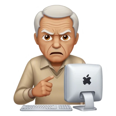 un vieux monsieur enerver devant un pc  sticker