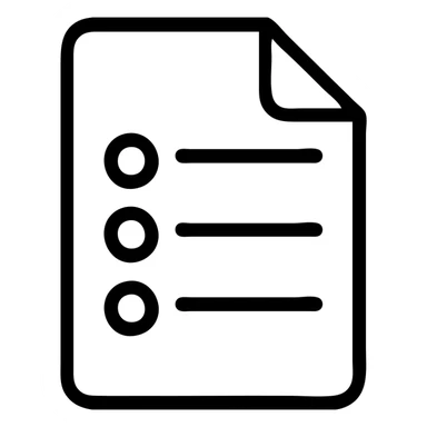 black solid silhouette of a paper sheet with list items, urban theme, single line thickness, concise silhouette sticker