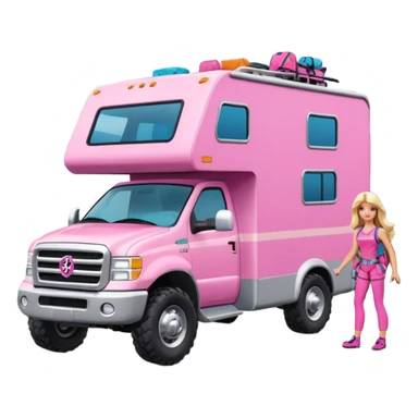 Barbie off-roading rock-climbing dream Winnebago  sticker