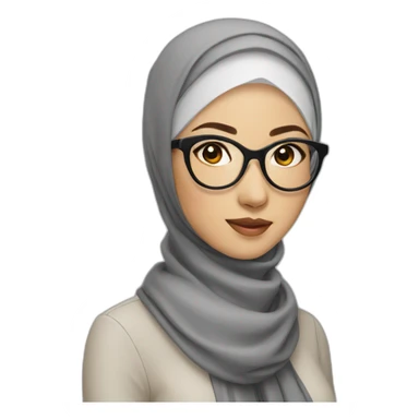 Beauty asian woman wear hijab and glasses sticker