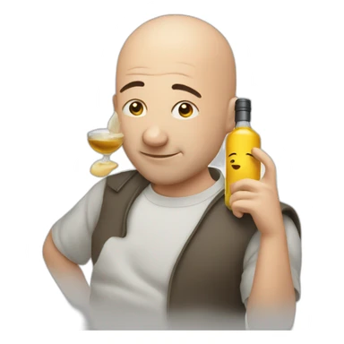 Drunk bald guys with à vodka bottel sticker