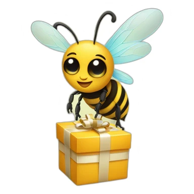 Bee with a gift box on his hands  sticker