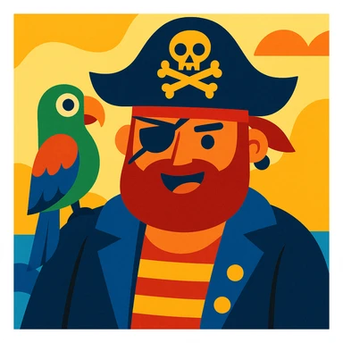 pirate with eye patch and parrot sticker
