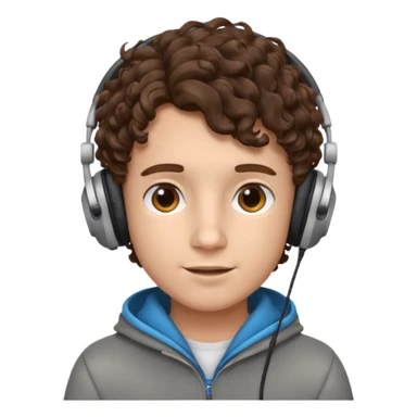 curly haired with headphones in and boy sticker