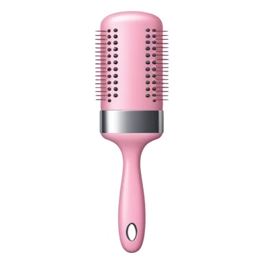 light pink cylindrical hair brush with shiny finish sticker