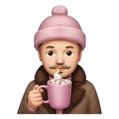 Lenin hold  Light Pink mug of hot chocolate with marshmallows in moscow sticker