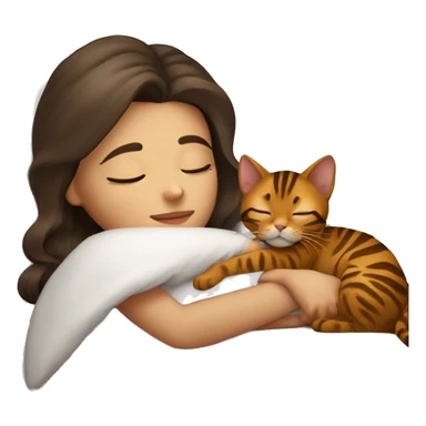 brunette girl sleeping with bengal cat sticker