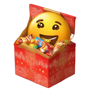 Traditional russian new year sweet gift box with handles with russian candies in wrappers for kids sticker